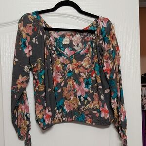 O'Neill Floral Blouse - Gray and Multicolor